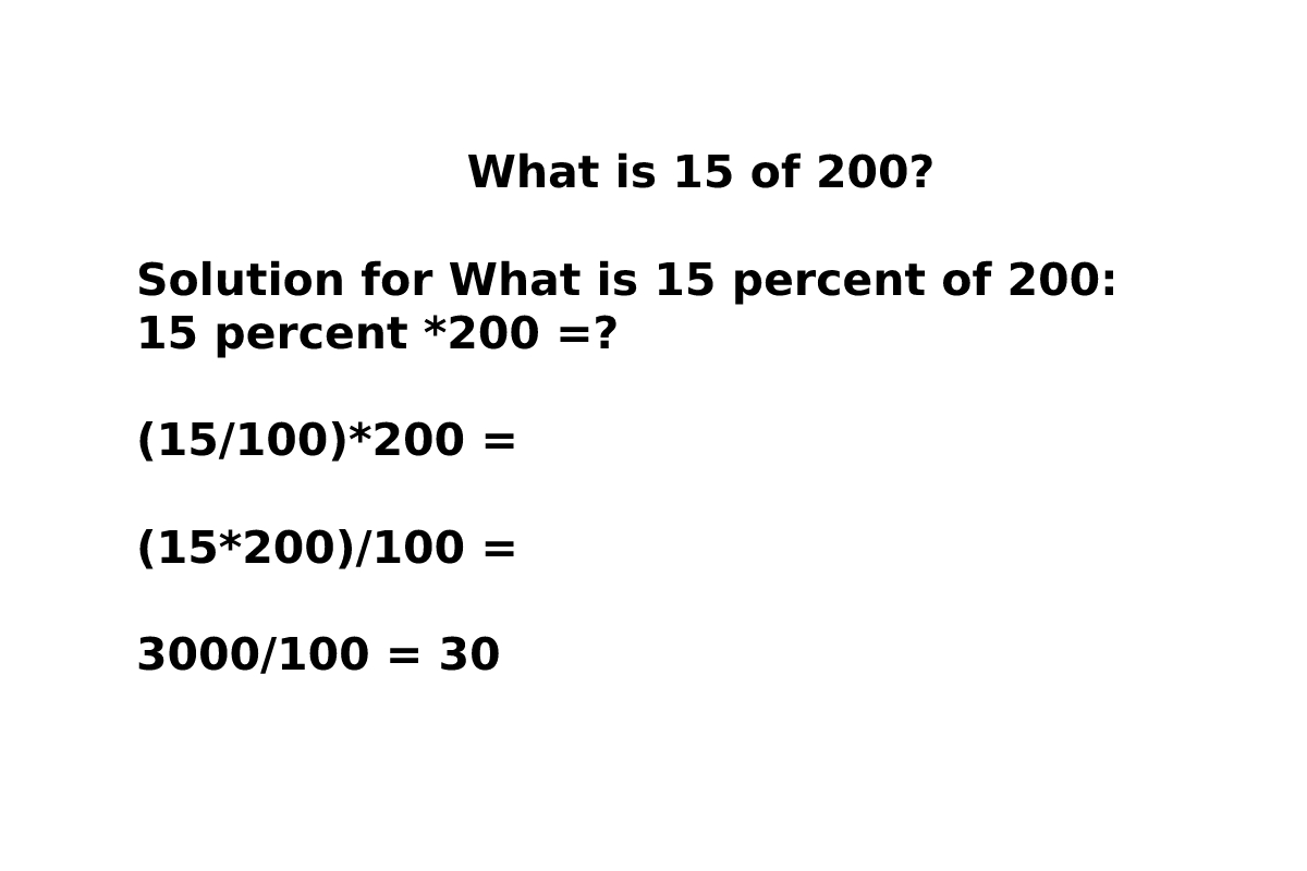 What Is 15 Of 200 What Is 15 Percent Of The 200 And Calculated Percent